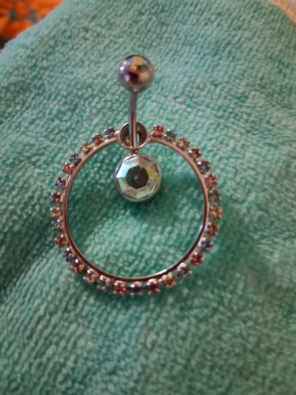 Vintage Y2K Multicolor Crystal Hoop Belly Button Ring